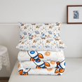 thumbnail image 5 of Manfei Cute Spaceship Planets King Size Comforter Sets,Celestial Stars Comforters King Size,White Orange,Colorful Stars Reversible,3 Pieces,1 Comforter and 2 Pillowcases, 5 of 7