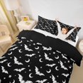 thumbnail image 2 of Homewish Bat Moon Silhouette Bedding for Kids, Black White Star Halloween Duvet Cover Full, Black Reversible, 3 Pieces, 1 Duvet Cover and 2 Pillowcases, 2 of 6