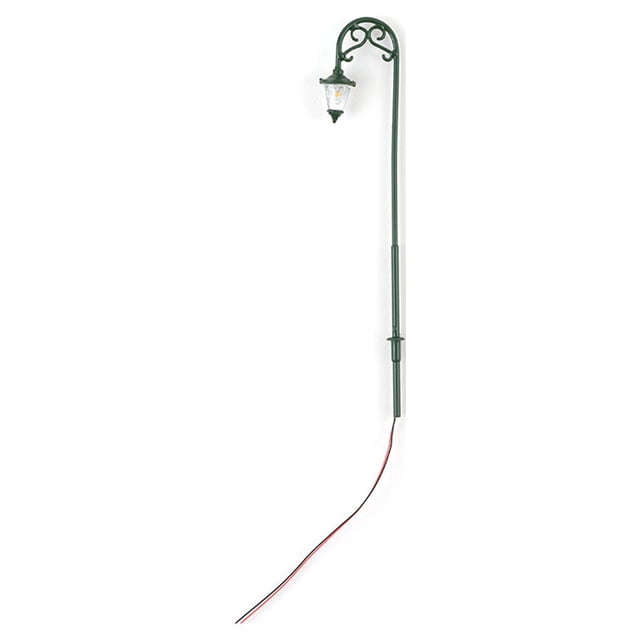 Bearachild Modelo de lámpara de vía férrea para exteriores, 1:87, poste de luz LED de Metal para parques, patios, jardín, luz de pista en miniatura, Artesanía Verde (luz blanca) Bearachild HA066593-03