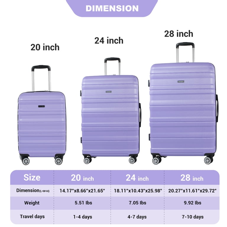 Tripcomp 3-Piece Hardside Spinner Luggage Set - Carry On Baggage