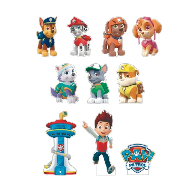 Paw Patrol Siluetas Decorativas con Base, Kit 10 Piezas