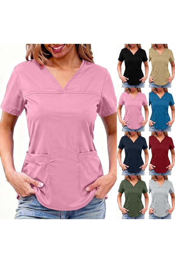 Women Housekeeping Uniform Soft Stretchy Cleaning Clothes for Housekeeping Stretchy Scrub Tops Nursing Scrubs Army Green 2XL