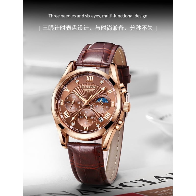 ZUNPAI Multifunction Chronograph Quartz Watches for Men，Analog