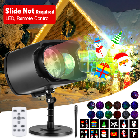 Panoramic Projector Christmas Halloween Christmas Projector Light, AGPTEK LED Lights, No Slides Upgraded 2-in-1, 13 Water Wave & Moving Patterns ()