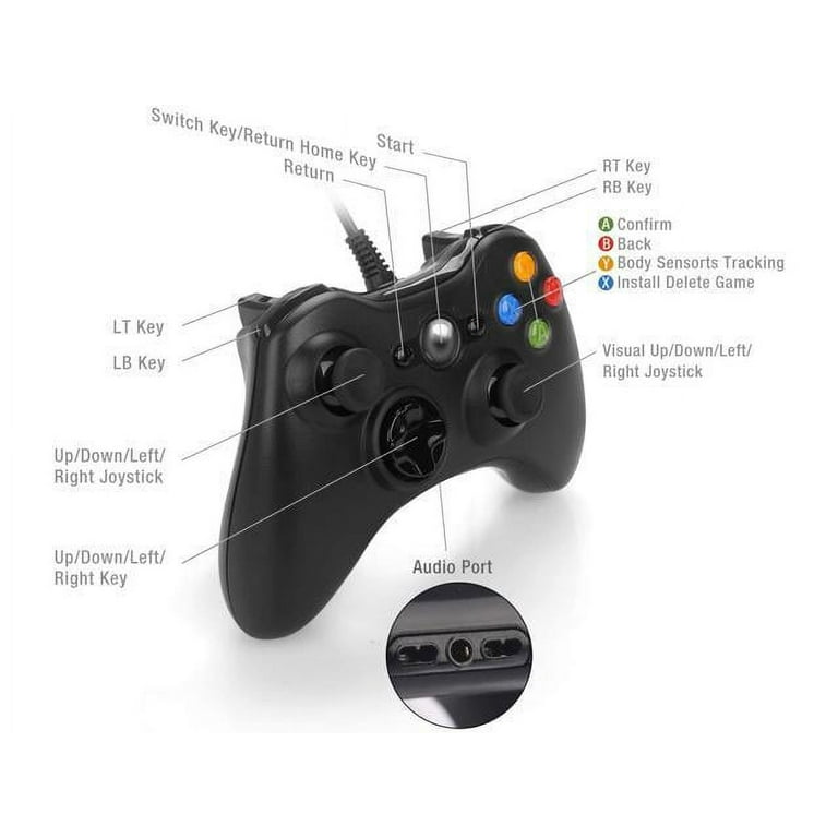 Wired USB PC Game Controller Gamepad For WinXP/Win7/8/10 Joypad For PC  Windows Computer Laptop Black Game Joystick