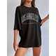 thumbnail image 3 of 1pc Women'S Los Angeles Letter Print Crew Neck T-Shirt, Short Sleeve Casual Sports Tee, Polyester Knit Fabric with Slight Stretch, Regular Fit Pullover for Summer, 3 of 6