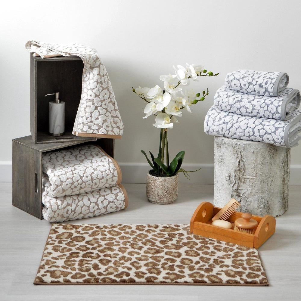 Leopard Print Bath Mat Non Slip - Super Soft & Absorbent Bathroom Rug