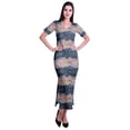 thumbnail image 1 of Moomaya Long Bodycon Maxi Dress For Womens Short&nbsp;Sleeve V neck Printed Jersey T-shirt Dress, 1 of 6