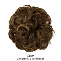 Nvzi Messy Bun Hair Piece Wavy Curly for Women Hair Bun Hair Piece with Elastic Band Scrunchies Stretchy Fluffy Chignon Ponytail Hairpieces Updos for Women,Dark Brown A
