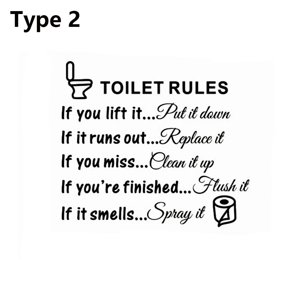 Vinyl Bathroom Home Decor Washroom Toilet Rules Wall Stickers Quotation