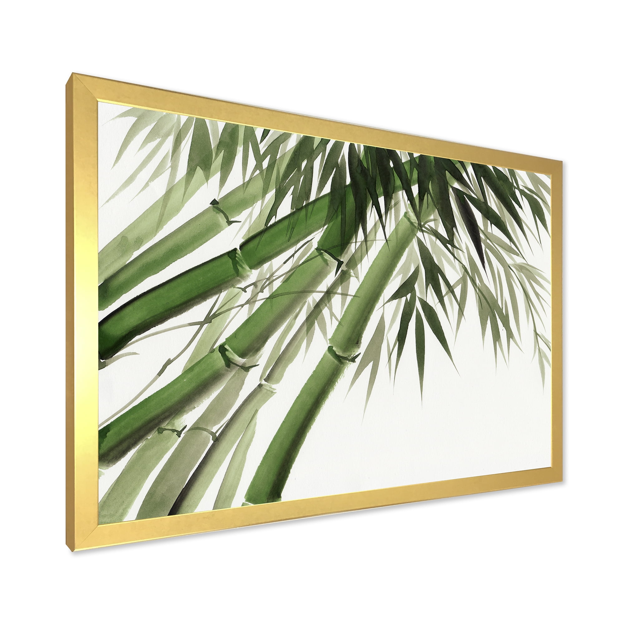 Designart 'Ancient Dark Green Bamboo' Traditional Framed Art Print