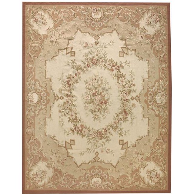 Due Process Stable Trading Aubusson Chalon Crème & Rose Zone Tapis&44; 2.06 x 4 Pi.