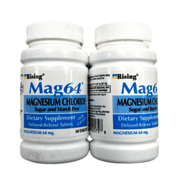 Rising Mag 64 Slow Magnesium Chloride w/ Calcium 60 Tabs ( 2 pack