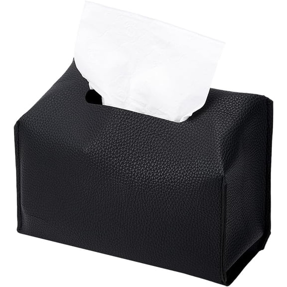 Hand Towel Box Cover Rectangle Leather Tissue Box Cover Holder Leather Facial Tissue Case Holder Decorative Organizer with Bottom Belt DIY