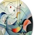 thumbnail image 3 of Designart "Geometric Creations in Orange and Blue" Modern Geometric Metal Round Wall Art, 3 of 5