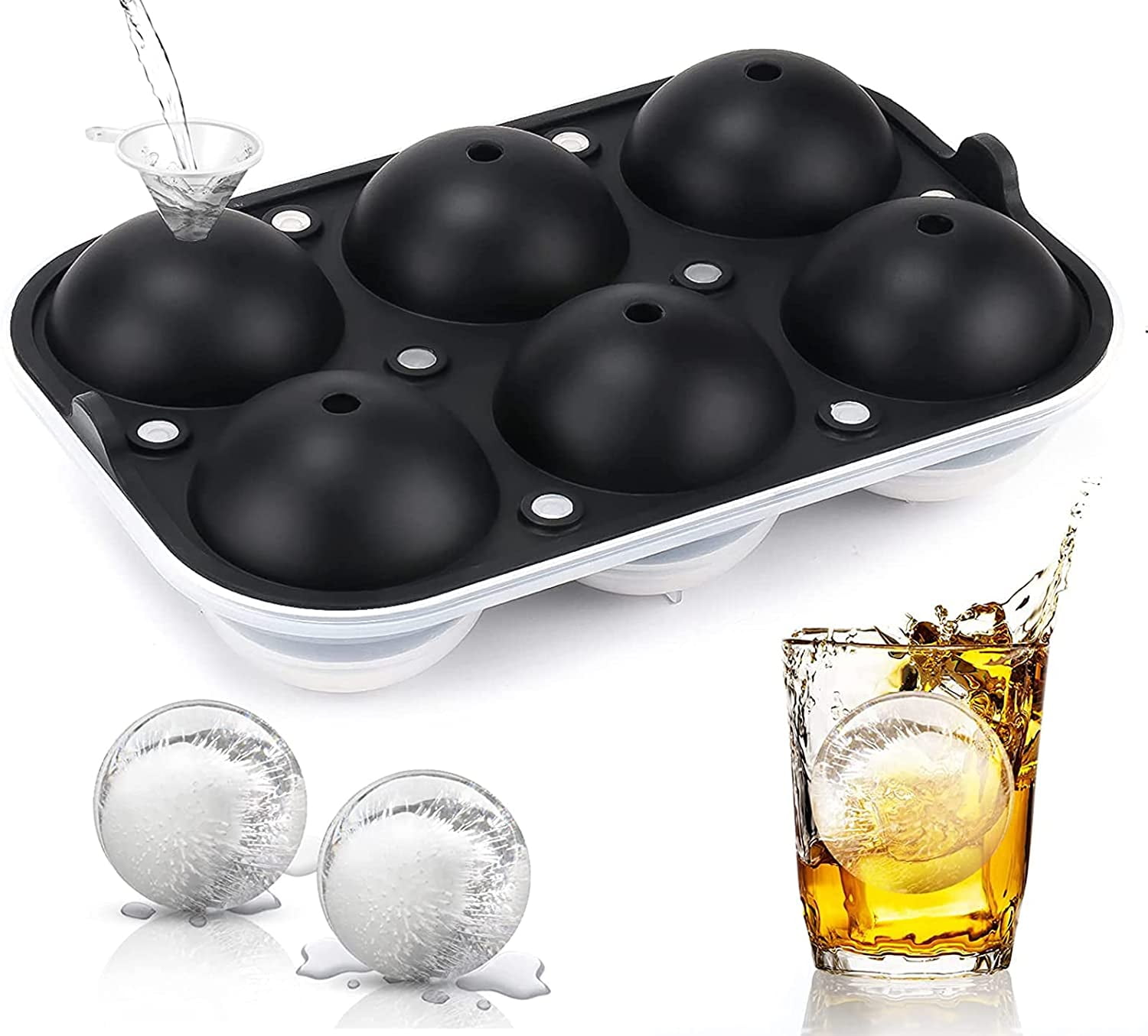 Silicone ICE Ball Maker 8Round Sphere Tray Cube Mold For Whiskey Cocktails Party 