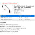 thumbnail image 2 of Neutral Safety Switch - Compatible with 2005 - 2006, 2008 - 2010 Subaru Impreza 2.5L H4 - Beck Arnley, 2 of 2