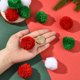 thumbnail image 4 of 24 bolas navideñas de lana de 3 colores (rojo, blanco y verde), 3,8 cm, suaves y esponjosas, con pompones decorativos., 4 of 7