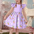 thumbnail image 2 of Girls' Easter Bunny & Carrot Dress Purple Flutter Sleeve A-Line Spring Church Outfits Kids Little Girl,Size 5-6 T, 2 of 6
