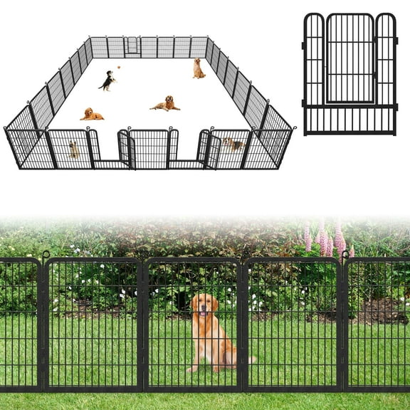 Garden Fence 61ft(L)×32in(H) No Dig Fence Panels with Gate Fencing for Yard Animal Barrier Decorative Garden Fencing for Backyard Patio Garden Fences and Borders for Dogs
