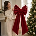 thumbnail image 4 of Large Velvet Christmas Bow, 17.72 x 33.46 inch Extra Long Wreath Bow with Long Streamers, Oversized Holiday Tree Decoration for Front Door and Party, Red, 4 of 9