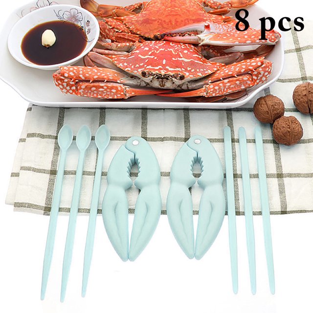Ensemble d'Outils de Fruits de Mer 8 Pcs Plastique Antidérapant Multi-Usage Craqueur de Fruits de Mer Outil de Crabe