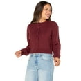 thumbnail image 4 of Celebrity Pink Women's Pointelle Crewneck Cardigan Sweater, Sizes XS-XXXL, 4 of 5