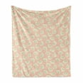 thumbnail image 1 of Floral Soft Flannel Fleece Throw Blanket, Pattern of Blossoming Agapanthus Flowers in Pastel Tones, Cozy Plush for Indoor and Outdoor Use, 50" x 60", Peach Lime Green, by Ambesonne, 1 of 5