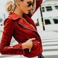 thumbnail image 4 of YODETEY Womens Winter Ladies Vintage Zipper Bomber Jacket Casual Coat Outwear Red 10(XL), 4 of 7