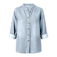 thumbnail image 5 of Ltctricy Women's Button down Denim Shirt Collared Casual Long Sleeve Tops Fall Loose Fit Trendy Jean Shirt, 5 of 7