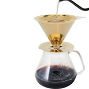 TOP-MAX Stainless Steel Coffee Filter Double-Layer Filter Reusable Drip Coffee Filter (Leakage Mesh Bracket)