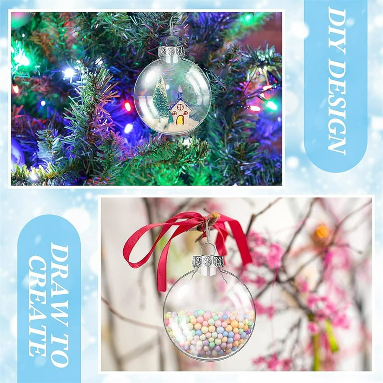 6 PCS DIY Christmas Clear Plastic Decorative Balls- 80mm/3.15inch Fillable  Ornaments Clear Plastic Ball Decor for Crafts,Christmas Tree