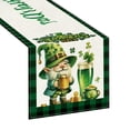 thumbnail image 1 of St Patricks Day Table Runner And Tablecloth Set, Green Printed Polyester Fabric with Bohemian Openwork Design, 70.8 x 13 Inches for Dining Table Decor, Kitchen Sideboard,, 1 of 6