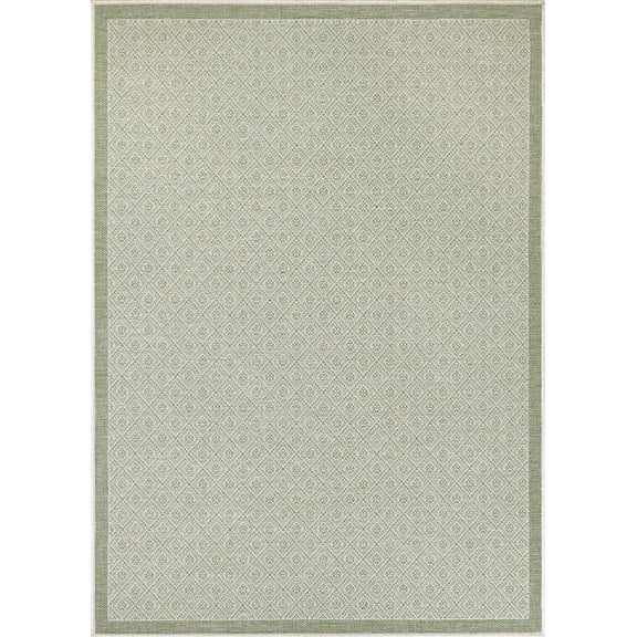 2.25' x 7.75' Sea Mist Green and Beige Contemporary Rectangular Outdoor Area Throw Rug Runner