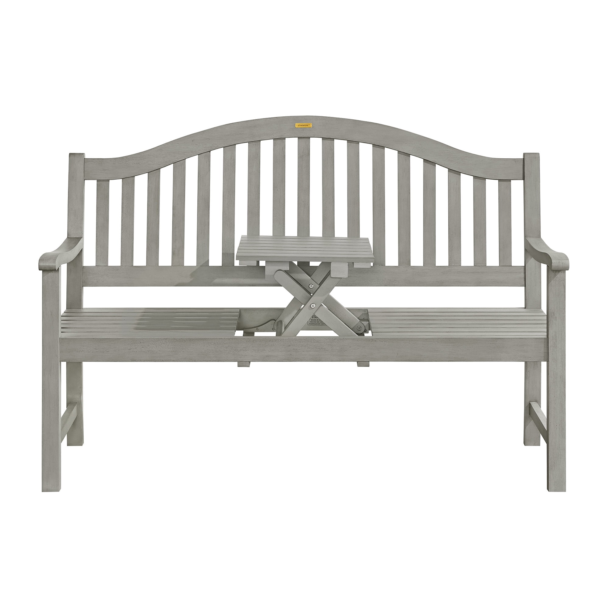 Stakmore 60" Solid Wood Outdoor Bench with Fold-Down Table