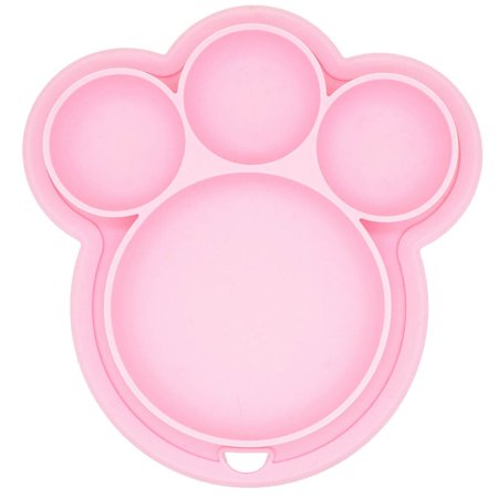 

Dinner Plate Kids Silicone Food Fruits Divided Dish Bowl Paw Shape Feeding Tableware Baby Toy Gift Gray