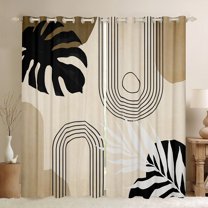 Homewish Rustic Boho Bohemain Curtains Pack of 2 (42x84 Each),Modern Aesthetic Artistic Curtains Blackout,Brown Black Bedroom Curtains For Teens,Ultra Soft Home Decor