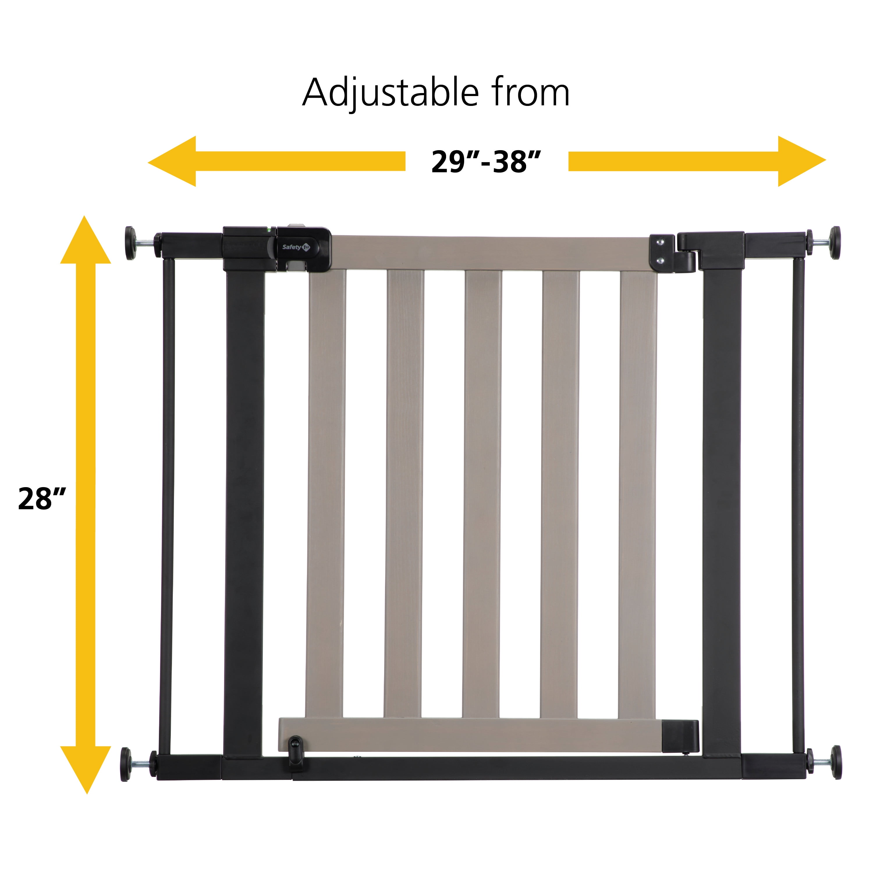 (2 pack) Safety 1st Wood-and-Metal Flat Slat Gate, Grey