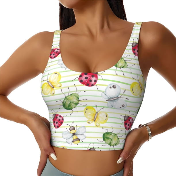 Balery Insects Sujetadores deportivos con espalda cruzada para mujer, acolchados, sin costuras, de alto impacto, ideales para yoga, gimnasio, entrenamiento y fitness.-Medium