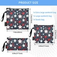 thumbnail image 3 of Dailycode Reusable Ziploc Bags Leakproof Sandwich Snack Freezer Bags Red White Blue Stars 3 pack, 3 of 7