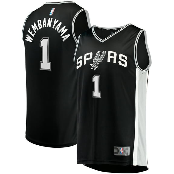 Youth Fanatics Victor Wembanyama Black San Antonio Spurs  Fast Break Replica Jersey - Icon Edition