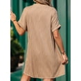 thumbnail image 4 of Trilenars Women's Summer V Neck Dress Short Sleeve Solid Color Shirt Dress With Pocket Summer Loose Casual Dress, 4 of 7