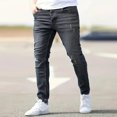 thumbnail image 5 of Yifymode Men's Slim Fit Skinny Jeans Distressed Moto Biker Denim Pants Hip Hop Stretch Straight Leg Flex Waist,Black XL, 5 of 6