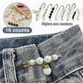 thumbnail image 2 of 16 Counts Pearl Brooch Pins, No Sewing Sweater Shawl Safety Pins, Cardigan Collar Safety Pins for Women Faux Pearl Clothing Dresses Decoration Pant Tightener, Mixed Style, 2 of 5