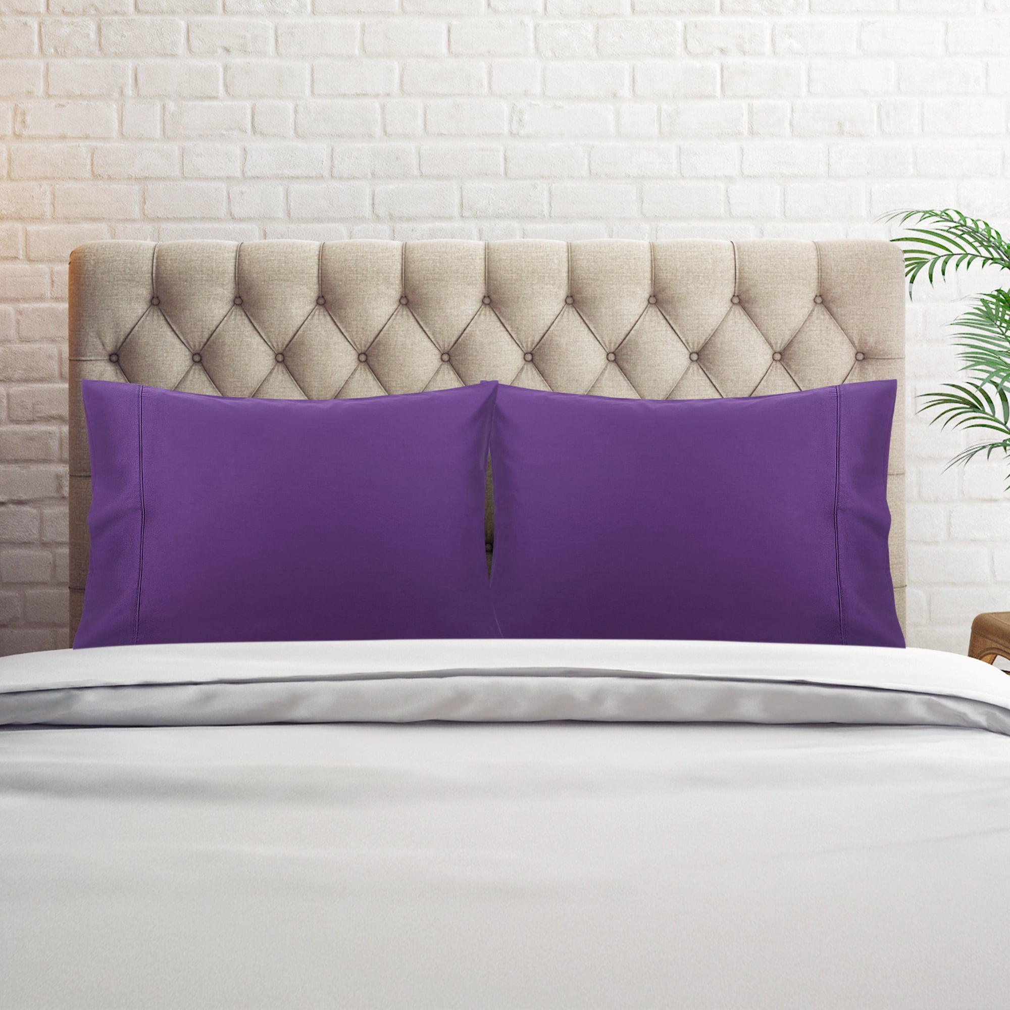 Unique Bargains Pillowcase Set of 2, Cotton with Envelope Grape Standard