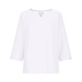 thumbnail image 4 of Oalirro White Womens Long Sleeve Tops Dressy V Neck Solid Womens Blouses Casual Summer, 4 of 6