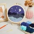 thumbnail image 3 of Punching Needle Embroidery Kits Moon Star Punch Needle Kit with Sewing Pinch Yarns Wood Hoop Shelf Stamped Embroidery Cloth Pattern Set for Adults Beginners Making Garments Pillow DIY Crafts diy, 3 of 5
