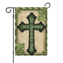 St. Patrick's Day Outdoor Flags Irish Outdoor Flag Lucky Clover Buffalo Plaid Rustic Farmhouse Shamrock House Flag 12.5''×18'' Linen Vertical Double Sided Garden Flag for Home,Holiday Gift