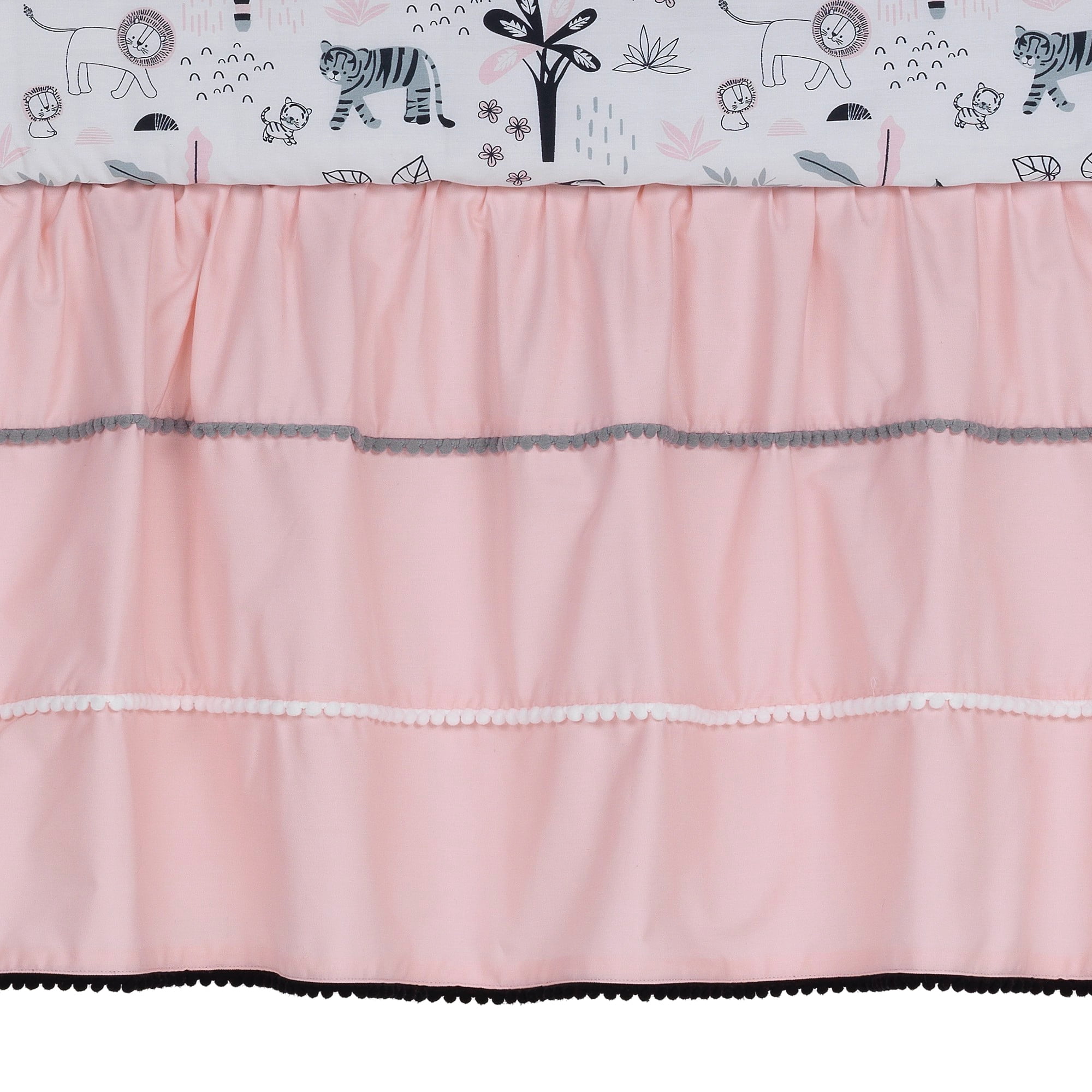 Lambs & Ivy Happy Jungle Pink/White Safari Nursery 5-Piece Crib Bedding Set