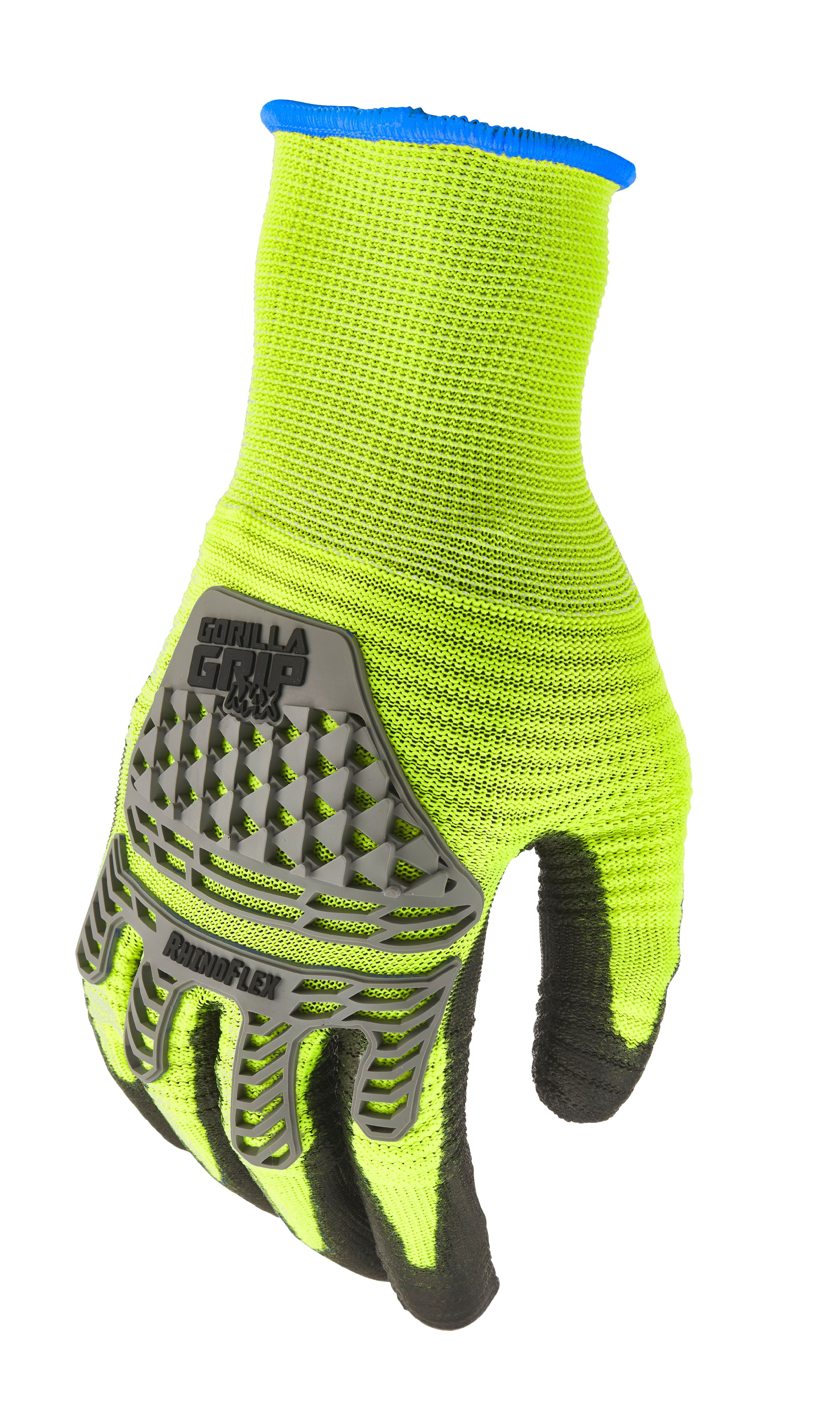 Gorilla Grip RhinoFlex A5 Cut Protection Hi Vis Work Gloves, 25261